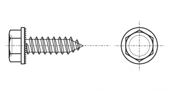  Selbstschneidende Schraube mit Sechskantkopf und Pressscheibe ISO 7053 C